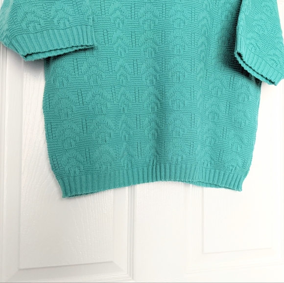 Vtg Green Short Sleeve Knit Sweater, Large. HP! - Picture 6 of 15